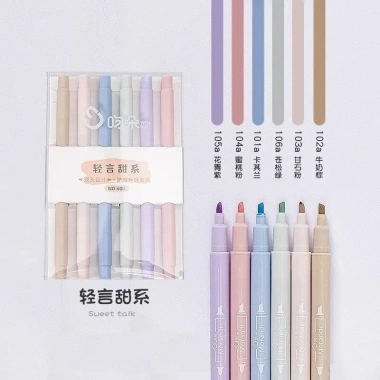 Bút Dạ Quang 2 Đầu 6 Màu Pastel - Morandi Doodle, Đầu Mềm Chống Mỏi Mắt, Giá 25.000 7