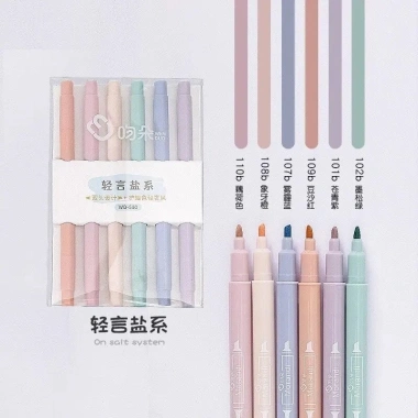Bút Dạ Quang 2 Đầu 6 Màu Pastel - Morandi Doodle, Đầu Mềm Chống Mỏi Mắt, Giá 25.000 8