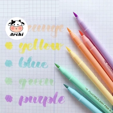 Bút dạ quang brush 2 ngòi viết calligraphy 6 màu Candy Giá ưu đãi 11.900₫ 3