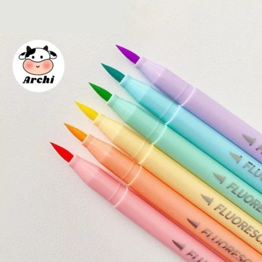 Bút dạ quang brush 2 ngòi viết calligraphy 6 màu Candy Giá ưu đãi 11.900₫ 8