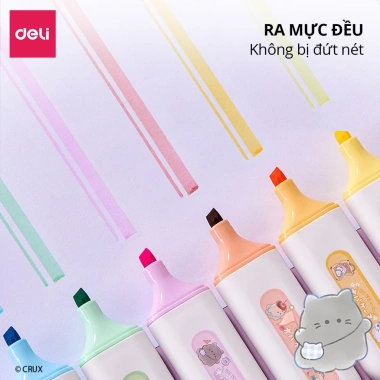 Bút dạ quang DELI KID set highlight họa tiết nhiều màu, dễ thương cho học sinh và văn phòng - giá 20.000