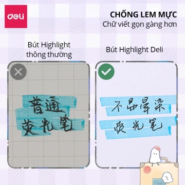 Bút dạ quang DELI KID set highlight họa tiết nhiều màu, dễ thương cho học sinh và văn phòng - giá 20.000