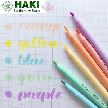 Bút dạ quang HAKI 6 màu B12 ngòi brush viết calligraphy dễ thương - Giá 6.044 VND
