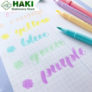 Bút dạ quang HAKI 6 màu B12 ngòi brush viết calligraphy dễ thương - Giá 6.044 VND