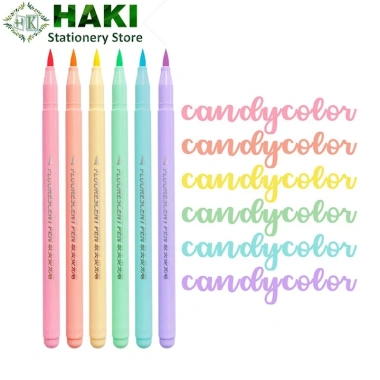 Bút dạ quang HAKI 6 màu B12 ngòi brush viết calligraphy dễ thương - Giá 6.044 VND 10 Bút dạ quang HAKI 6 màu B12 ngòi brush viết calligraphy dễ thương - Giá 6.044 VND 10