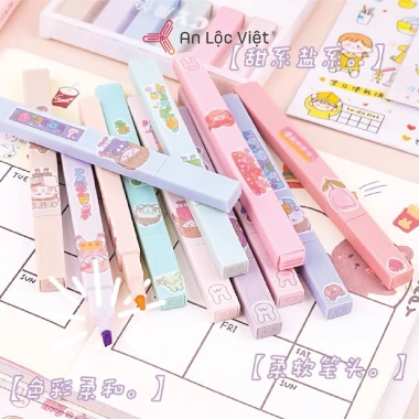 Bút dạ quang Highlight CY-505 CY-508 6 cây - Pastel xinh, tặng sticker, chỉ 33.700₫ 6