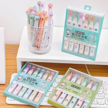 Bút Dạ Quang Móng Mèo 6 Màu Pastel 4mm Ngòi Dẹt Đánh Dấu Học Tập Giá 16.000₫ 2