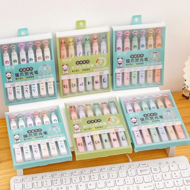 Bút Dạ Quang Móng Mèo 6 Màu Pastel 4mm Ngòi Dẹt Đánh Dấu Học Tập Giá 16.000₫ 3