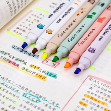 Bút Dạ Quang Móng Mèo 6 Màu Pastel 4mm Ngòi Dẹt Đánh Dấu Học Tập Giá 16.000₫ 4