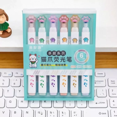 Bút Dạ Quang Móng Mèo 6 Màu Pastel 4mm Ngòi Dẹt Đánh Dấu Học Tập Giá 16.000₫ 6