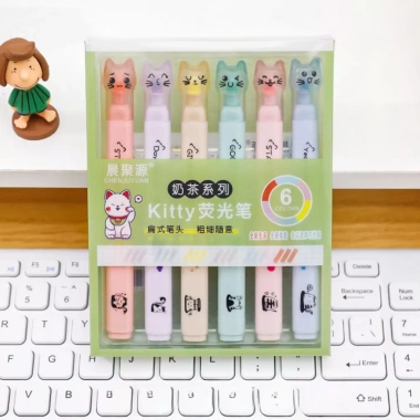 Bút Dạ Quang Móng Mèo 6 Màu Pastel 4mm Ngòi Dẹt Đánh Dấu Học Tập Giá 16.000₫ 7
