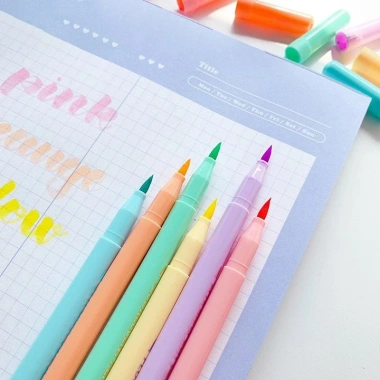 Bút dạ quang ngòi brush calligraphy 6 màu dễ thương - Giá chỉ 20.000₫, giảm từ 24.200₫