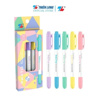 Bút dạ quang Pastel Thiên Long Pazto HL-016 5 cây - Rửa được, không để lại vết photocopy - Giá 58.900₫