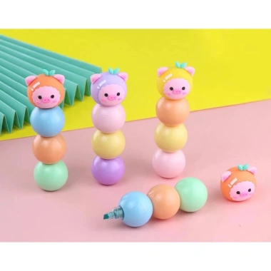 Bút đánh dấu 3 trong 1 mini dạ quang, highlight, bút nhớ - Hình ngộ nghĩnh, chỉ 35k 8