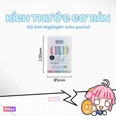 Bút đánh dấu highlight DiBee 12 màu dạ quang cho học sinh, văn phòng, giá 30,999 6