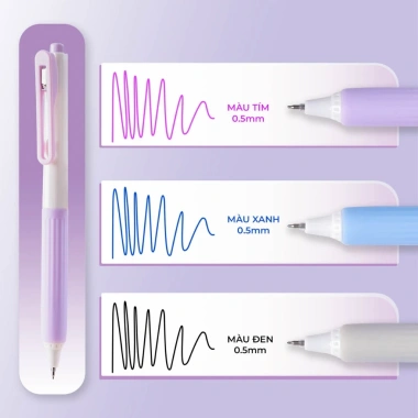 Bút Gel Bấm 0.5mm CLASSMATE GP113/GP114 mực xanh đen tím - Giá 9.000 VNĐ