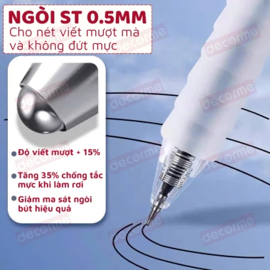 Bút Gel Bấm Basic DecorMe 0.5mm - Mực Đen Xanh Đỏ, Khô Nhanh, Viết Trơn, Giá 17.900₫ 2