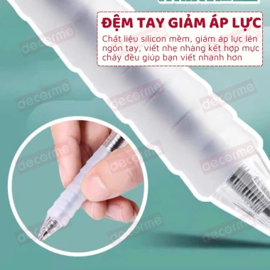 Bút Gel Bấm Basic DecorMe 0.5mm - Mực Đen Xanh Đỏ, Khô Nhanh, Viết Trơn, Giá 17.900₫ 7