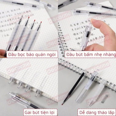 Bút Gel Bấm Basic DecorMe 0.5mm - Mực Đen Xanh Đỏ, Khô Nhanh, Viết Trơn, Giá 17.900₫ 9