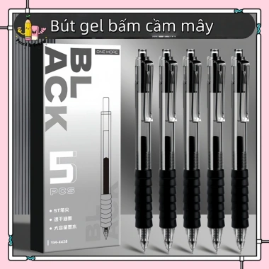 Bút Gel Bấm Cầm Mây Êm Ái Hộp 5 Cây Ngòi 0.5mm Mực Đen/Xanh Khô Nhanh Viết Mượt Không Lem Giá 20.000 VND 5