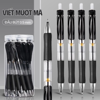 Bút Gel Bấm Cao Cấp Mesibo 0.5mm Siêu Mịn - Mực Đen Dung Lượng Lớn, Thiết Kế Đẹp Bền Chắc Dành Cho Học Sinh 2