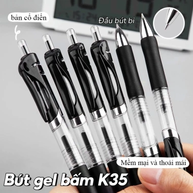 Bút Gel Bấm Cao Cấp Mesibo 0.5mm Siêu Mịn - Mực Đen Dung Lượng Lớn, Thiết Kế Đẹp Bền Chắc Dành Cho Học Sinh 3