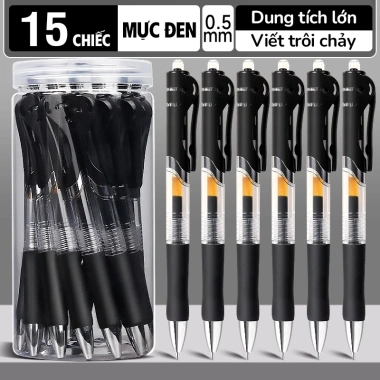 Bút Gel Bấm Cao Cấp Mesibo 0.5mm Siêu Mịn - Mực Đen Dung Lượng Lớn, Thiết Kế Đẹp Bền Chắc Dành Cho Học Sinh 7