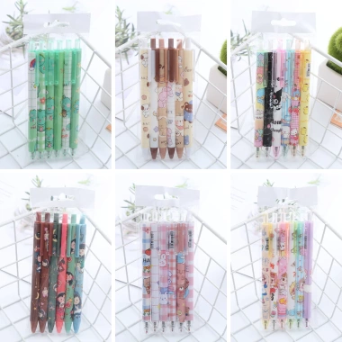 Bút gel bấm hoạt hình mực đen viết êm, họa tiết cute đáng yêu - Giá 9.000 VND, phù hợp học sinh và văn phòng 5