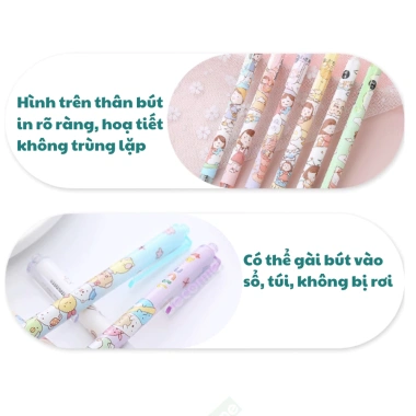 Bút gel bấm hoạt hình mực đen viết êm, họa tiết cute đáng yêu - Giá 9.000 VND, phù hợp học sinh và văn phòng 9