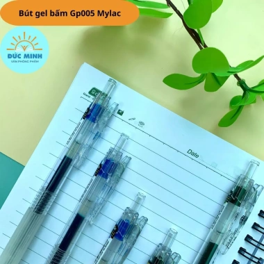 Bút gel bấm luyện đề Mylac GP005 đệm êm tay, viết trơn, ruột thay thế, 30.400₫