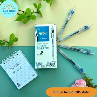 Bút gel bấm luyện đề Mylac GP005 đệm êm tay, viết trơn, ruột thay thế, 30.400₫