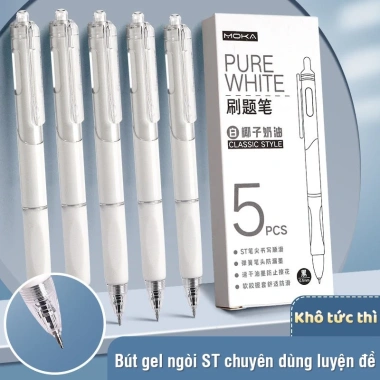Bút gel bấm ngòi đen 0.5mm set 10 bút bi - Viết êm, thiết kế gọn đẹp, giá ưu đãi 36.500₫