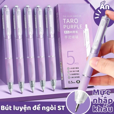 Bút gel bấm ngòi đen 0.5mm set 10 bút bi - Viết êm, thiết kế gọn đẹp, giá ưu đãi 36.500₫