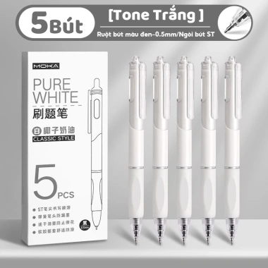 Bút gel bấm ngòi đen 0.5mm set 10 bút bi - Viết êm, thiết kế gọn đẹp, giá ưu đãi 36.500₫
