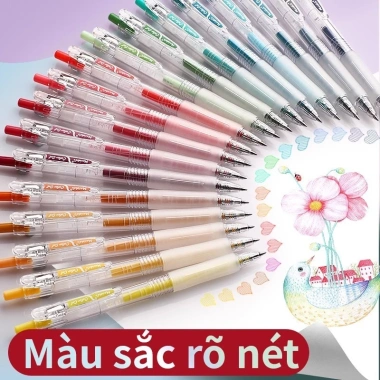 Bút Gel Bấm Nhiều Màu Bộ 9 Cây - Viết Mượt, Vẽ Sáng Tạo, Giá Chỉ 56.000 VND