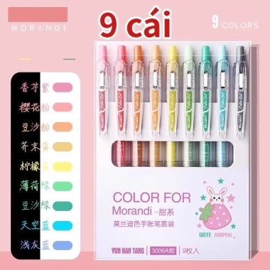Bút Gel Bấm Nhiều Màu Bộ 9 Cây - Viết Mượt, Vẽ Sáng Tạo, Giá Chỉ 56.000 VND