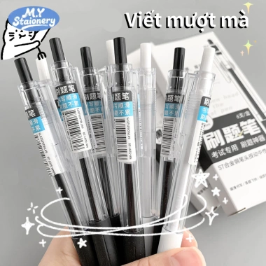 Bút gel bấm siêu rẻ 30 cây ba màu M.Y, nét 0.5mm mượt, giá 15.500đ - Phù hợp học sinh
