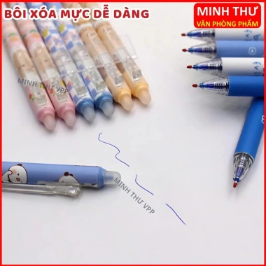 Bút Gel Bấm Tẩy Xóa Được Ngòi 0.5mm Mực Xanh Tím - Giá 25.000, Xóa Nhanh 8