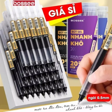 Bút Gel Bossee Ngòi Kim 0.5mm Hộp 20 Nước Nhanh Khô 3 Màu Đen Xanh Đỏ Mực Đều Không Thấm 59.000đ