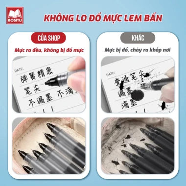 Bút Gel Bossee Ngòi Kim 0.5mm Hộp 20 Nước Nhanh Khô 3 Màu Đen Xanh Đỏ Mực Đều Không Thấm 59.000đ