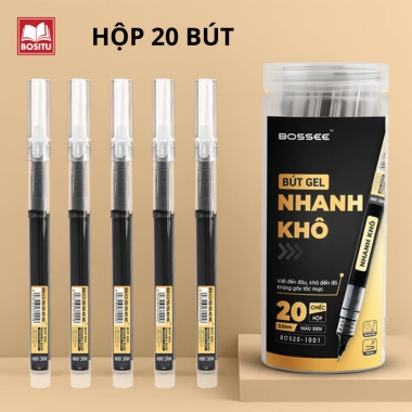 Bút Gel Bossee Ngòi Kim 0.5mm Hộp 20 Nước Nhanh Khô 3 Màu Đen Xanh Đỏ Mực Đều Không Thấm 59.000đ
