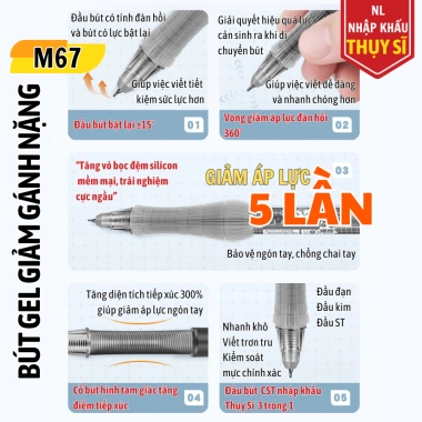 Bút gel công thái học M67 DecorMe - Ngòi 360° đàn hồi, giảm áp lực 5x, viết êm nhẹ, chỉ 54.700 VND 2