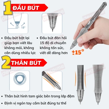 Bút gel công thái học M67 DecorMe - Ngòi 360° đàn hồi, giảm áp lực 5x, viết êm nhẹ, chỉ 54.700 VND 3