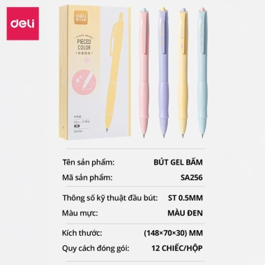Bút Gel Deli 0.5mm Màu Pastel Có Đệm Tay Viết Trơn Tru, Nhanh Khô, Dễ Thương cho Học Sinh và Sinh Viên, Giá 20.000đ 7 Bút Gel Deli 0.5mm Màu Pastel Có Đệm Tay Viết Trơn Tru, Nhanh Khô, Dễ Thương cho Học Sinh và Sinh Viên, Giá 20.000đ 7