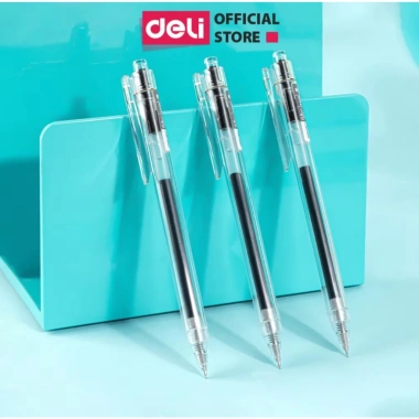 Bút Gel Deli A623 0.5mm Suốt - Mực Đen Nhanh Khô, Viết Êm Trơn, Giá 12.000 đồng 3 Bút Gel Deli A623 0.5mm Suốt - Mực Đen Nhanh Khô, Viết Êm Trơn, Giá 12.000 đồng 3
