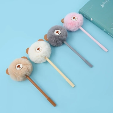 Bút gel Gấu Vải lông hoạt hình dễ thương - Dùng cho trường học, văn phòng, chỉ 45.869 VND