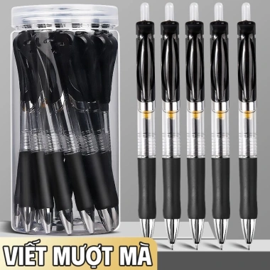 Bút Gel Học Sinh Dạng Bấm Nhỏ Gọn Ngòi 0.5mm Nhập Khẩu, Mực Đen Dung Lượng Lớn Viết Êm Tiết Kiệm - Giá 62,500 VND