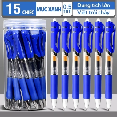 Bút Gel Học Sinh Dạng Bấm Nhỏ Gọn Ngòi 0.5mm Nhập Khẩu, Mực Đen Dung Lượng Lớn Viết Êm Tiết Kiệm - Giá 62,500 VND