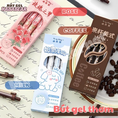 Bút gel KABABEAR mực thơm 3 hương hoa hồng coffee sữa - Giá chỉ 18.000 đồng