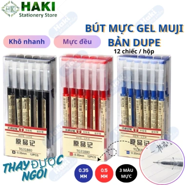 Bút gel Muji và HAKI B50, mực nước 0.5 và 0.35mm, đa màu dễ thương, giảm giá 35.000₫